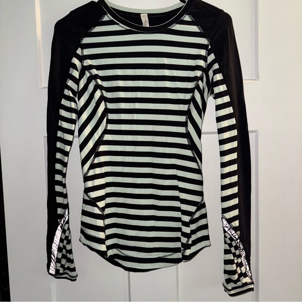 Black and White Striped Long Sleeve Top